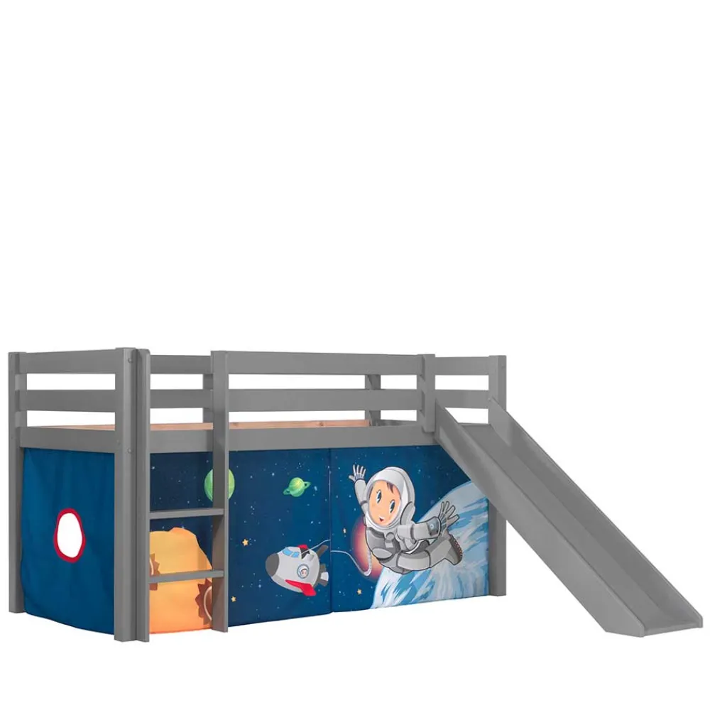 Wohnen Kindermöbel|Kinderbetten*Graues Hochbett Rutschbett Astronaut - Province