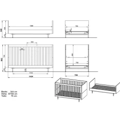 Kinder Wohnen Graues Kinderbett mit Gitterseiten - Suzanas