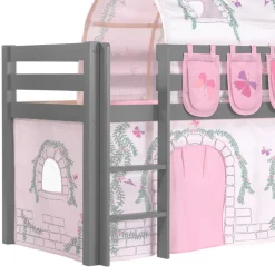 Wohnen Kindermöbel|Kinderbetten*Graues Mädchen-Hochbett mit Rutsche - Borgio