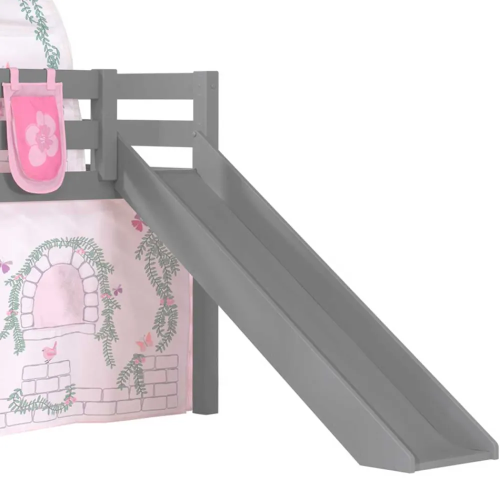 Wohnen Kindermöbel|Kinderbetten*Graues Mädchen-Hochbett mit Rutsche - Borgio