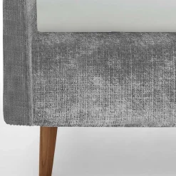 Wohnen Jugendbetten*Graues Polsterbett mit Boucle Bezug und Holzfüßen - Endrov