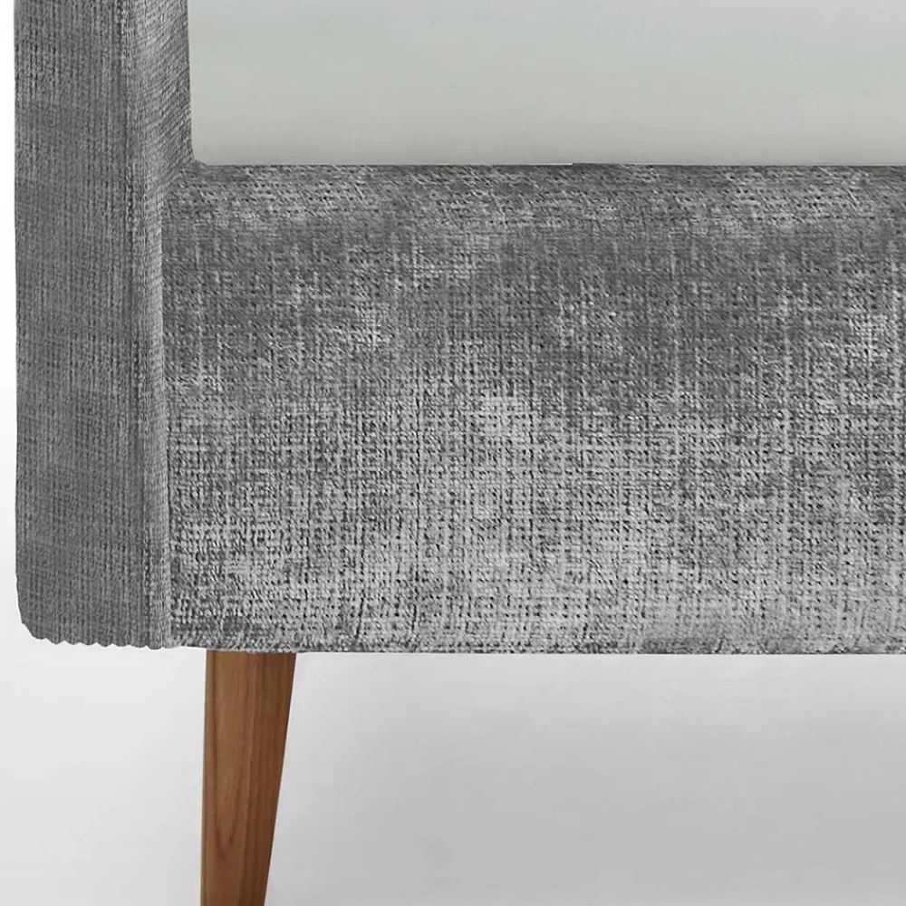 Wohnen Jugendbetten*Graues Polsterbett mit Boucle Bezug und Holzfüßen - Endrov