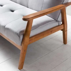 Wohnen Graues Sofa mit Holzgestell Eiche - Florynn