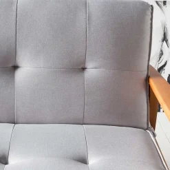 Wohnen Graues Sofa mit Holzgestell Eiche - Florynn