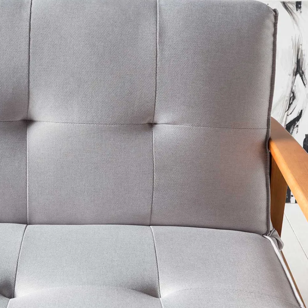 Wohnen Graues Sofa mit Holzgestell Eiche - Florynn