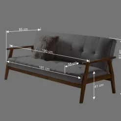 Wohnen Graues Sofa mit Holzgestell Eiche - Florynn