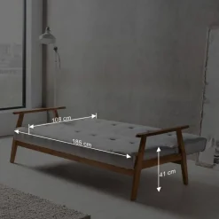 Wohnen Graues Sofa mit Holzgestell Eiche - Florynn