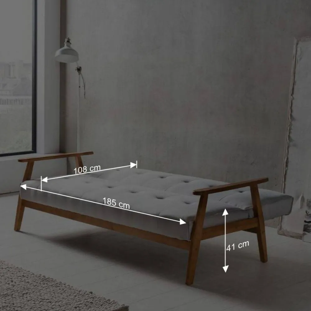 Wohnen Graues Sofa mit Holzgestell Eiche - Florynn