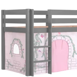 Wohnen Kinderbetten*Graues Spielbett mit Rutsche aus Kiefer massiv - Delavidu