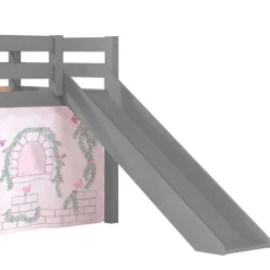 Wohnen Kinderbetten*Graues Spielbett mit Rutsche aus Kiefer massiv - Delavidu