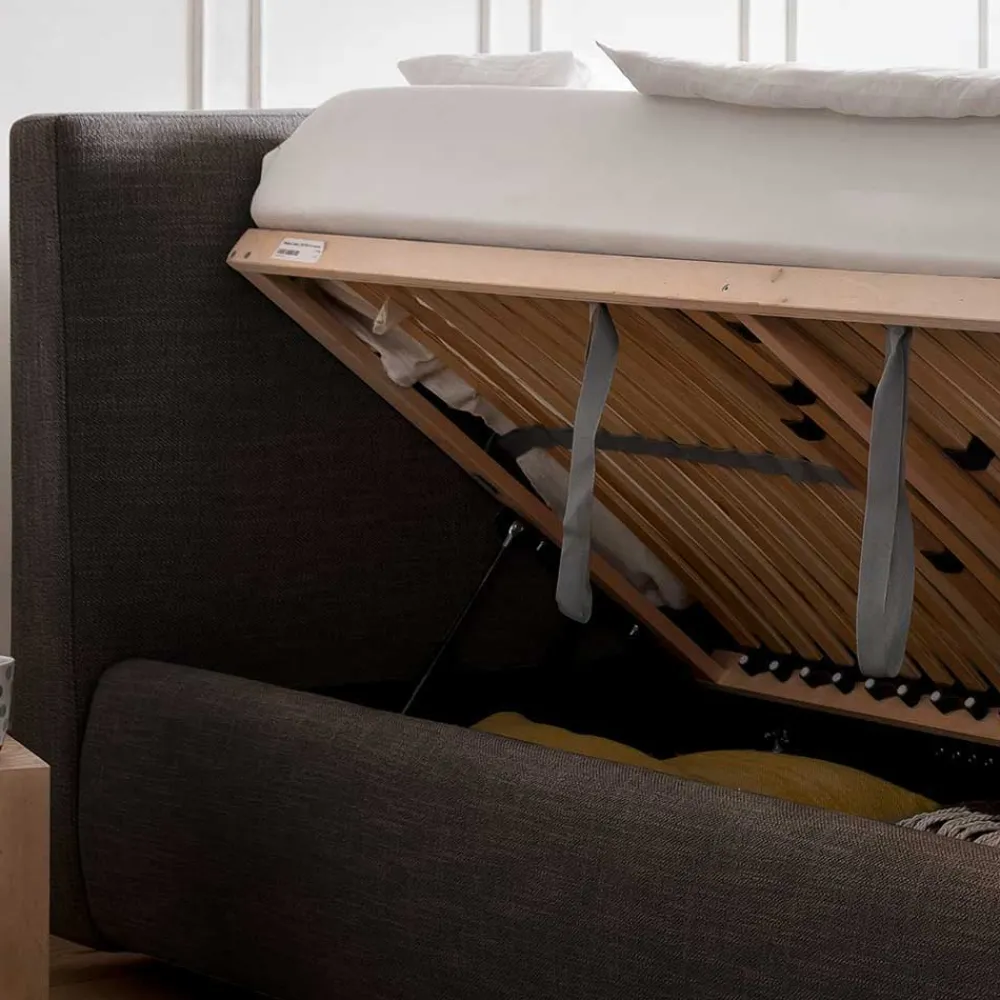 Wohnen Jugendbetten*Graues Stoff Polsterbett mit Matratzen - Amber