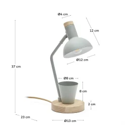 Wohnen Lampen & Leuchten*Graugrüne Schreibtischleuchte mit Stifthalter - Jeffa