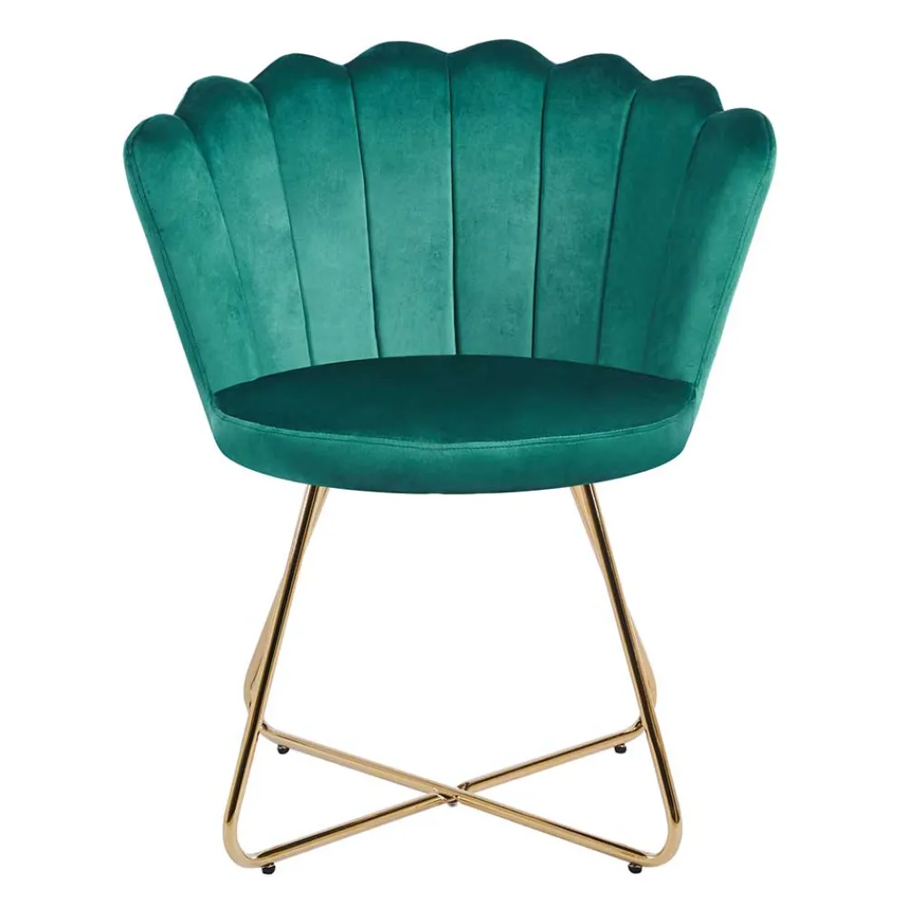 Wohnen Retro Möbel|Designermöbel*Grüne Muschelstühle aus Samt - Baly (2er Set)