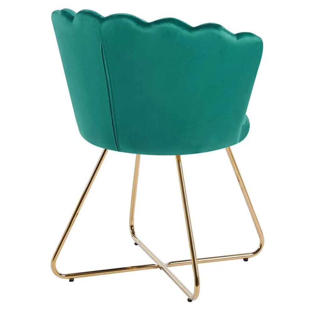 Wohnen Retro Möbel|Designermöbel*Grüne Muschelstühle aus Samt - Baly (2er Set)