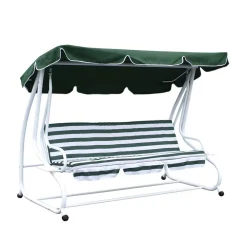 Wohnen Hollywoodschaukeln*Grün-weiße Hollywoodschaukel Lilames mit Streifen