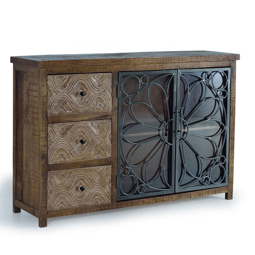 Wohnen Große Design Kommode mit Glas Metalltüren - Everton