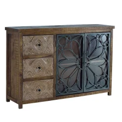 Wohnen Große Design Kommode mit Glas Metalltüren - Everton