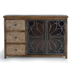 Wohnen Große Design Kommode mit Glas Metalltüren - Everton