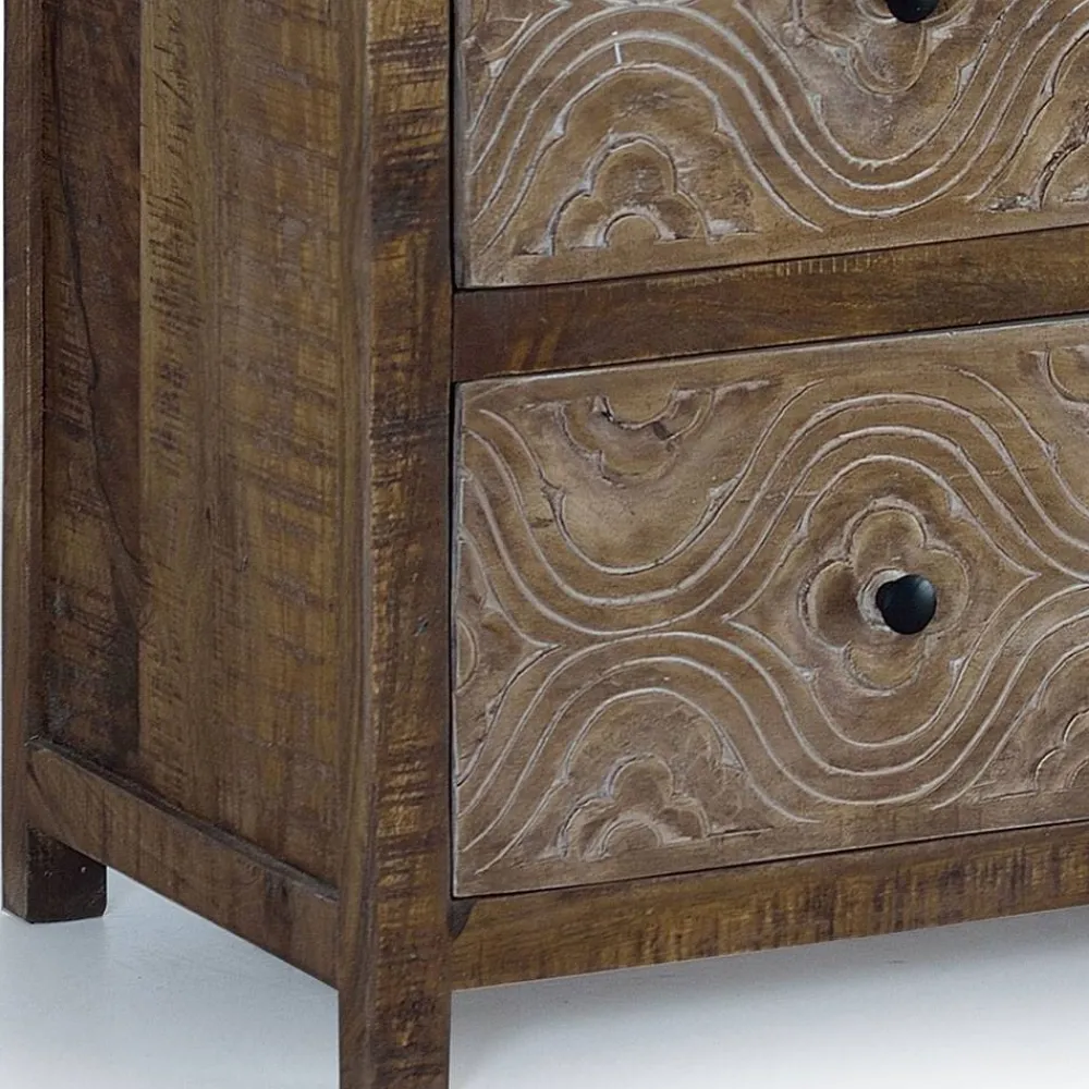 Wohnen Große Design Kommode mit Glas Metalltüren - Everton