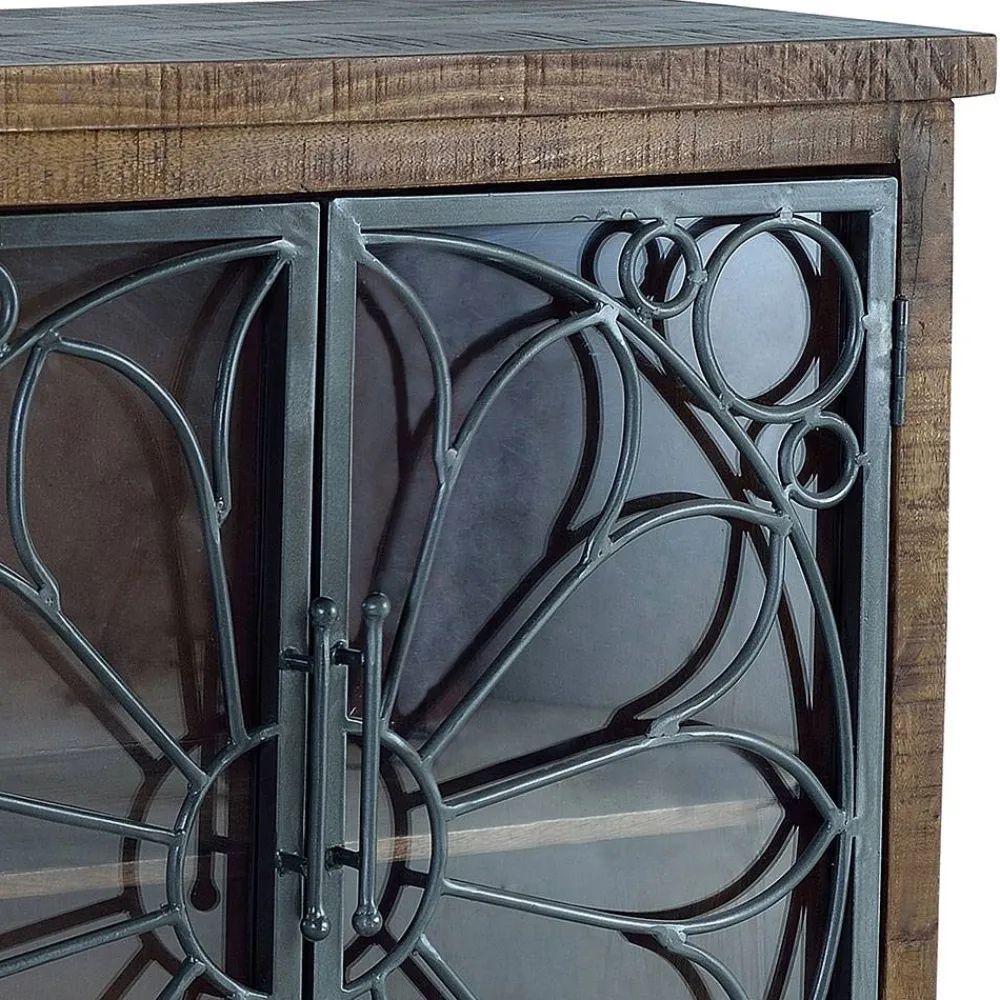 Wohnen Große Design Kommode mit Glas Metalltüren - Everton