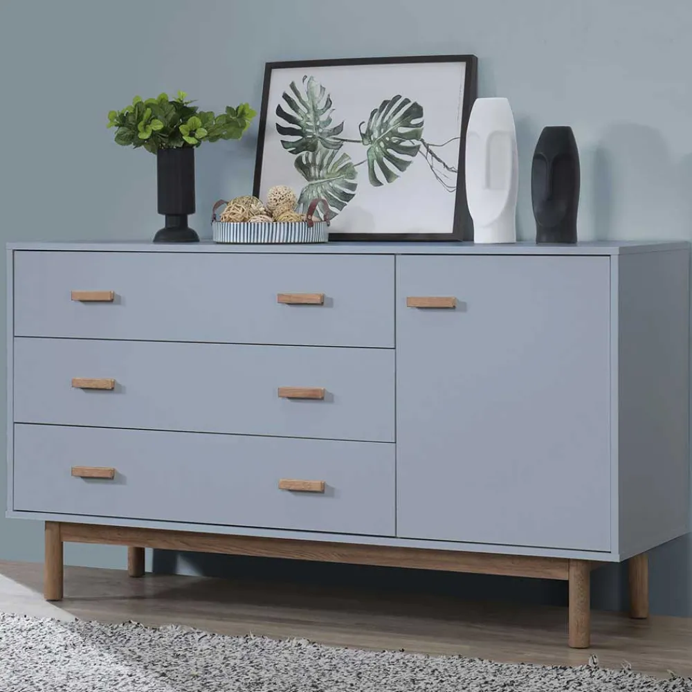 Wohnen Sideboards*Große Kombi-Kommode in Grau mit Eiche - Caldaro