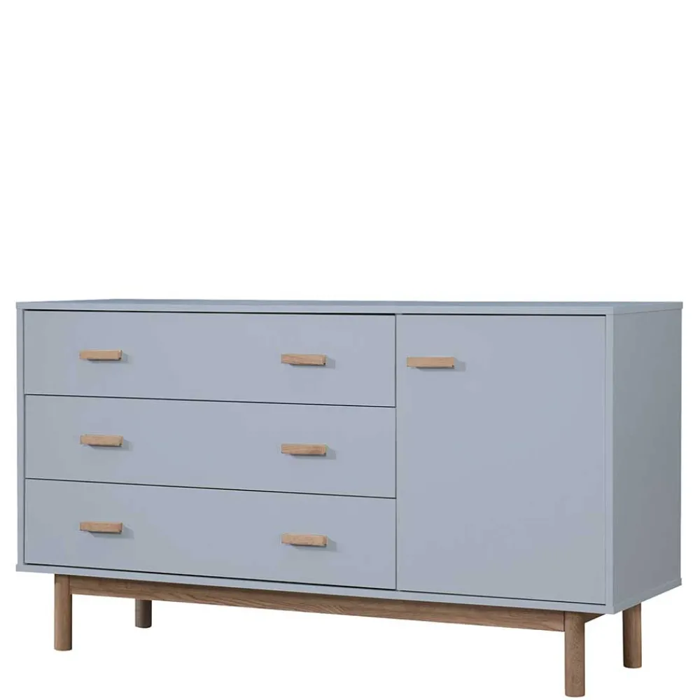 Wohnen Sideboards*Große Kombi-Kommode in Grau mit Eiche - Caldaro