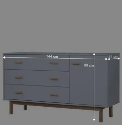Wohnen Sideboards*Große Kombi-Kommode in Grau mit Eiche - Caldaro