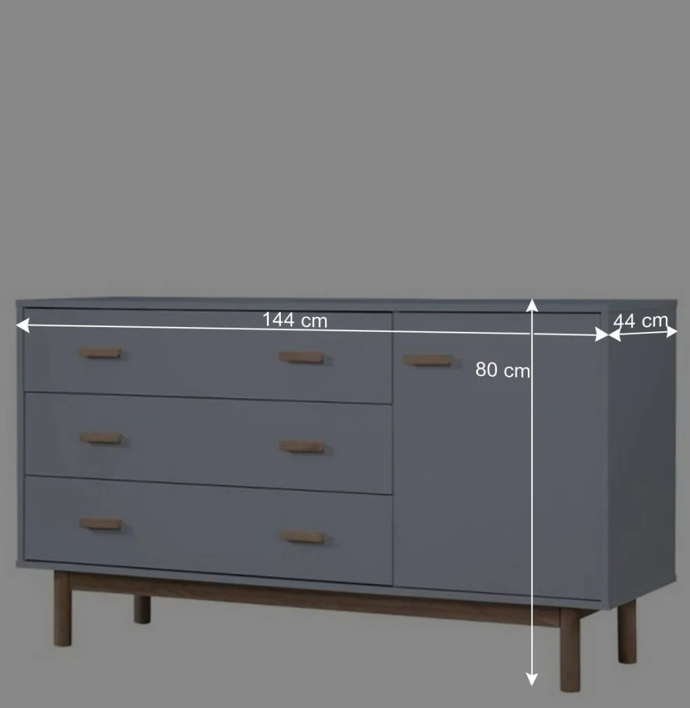 Wohnen Sideboards*Große Kombi-Kommode in Grau mit Eiche - Caldaro