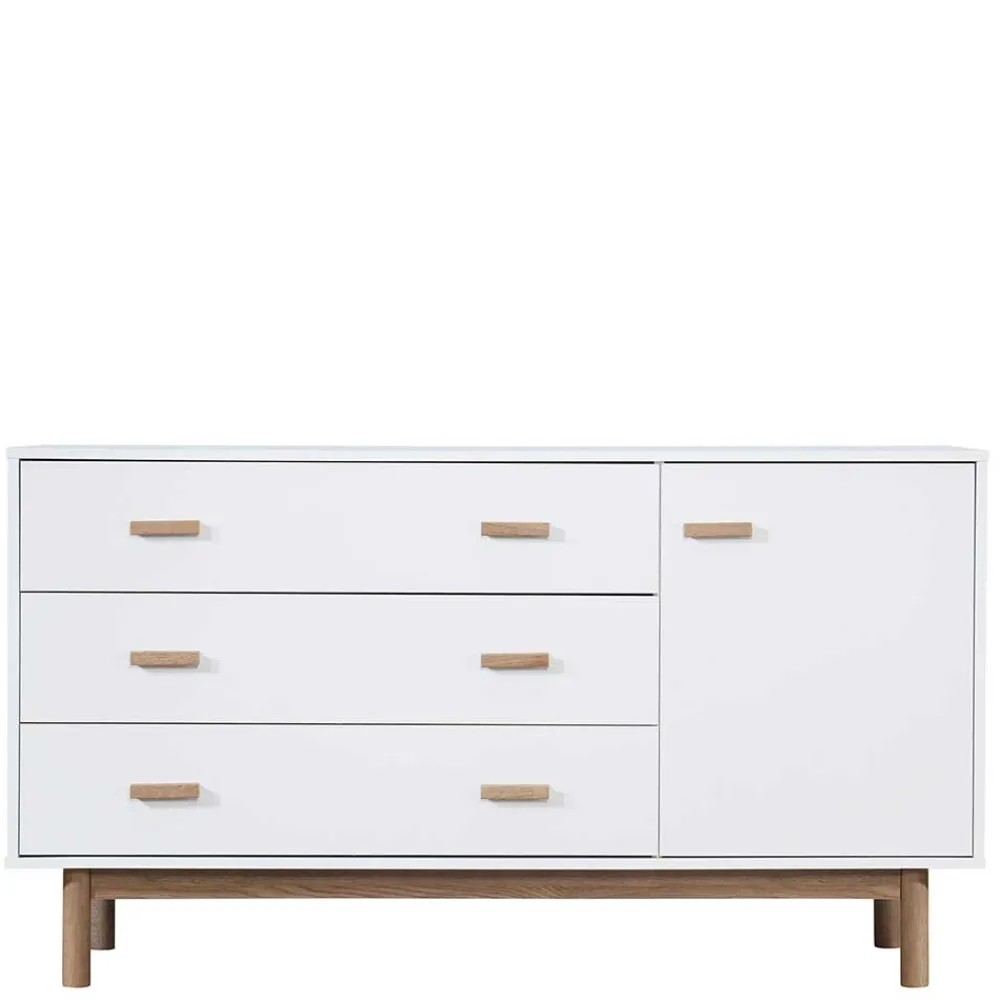 Wohnen Küchenschränke|Sideboards*Große Kombi-Kommode in Weiß mit Eiche - Savuta