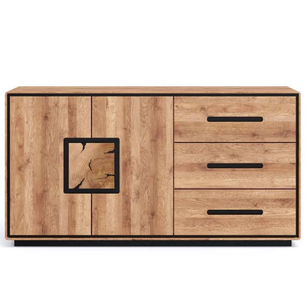Wohnen Sideboards & Kommoden|Sideboards & Kommoden*Große Kombi-Kommode in Wildeiche mit Schwarz - Shipper