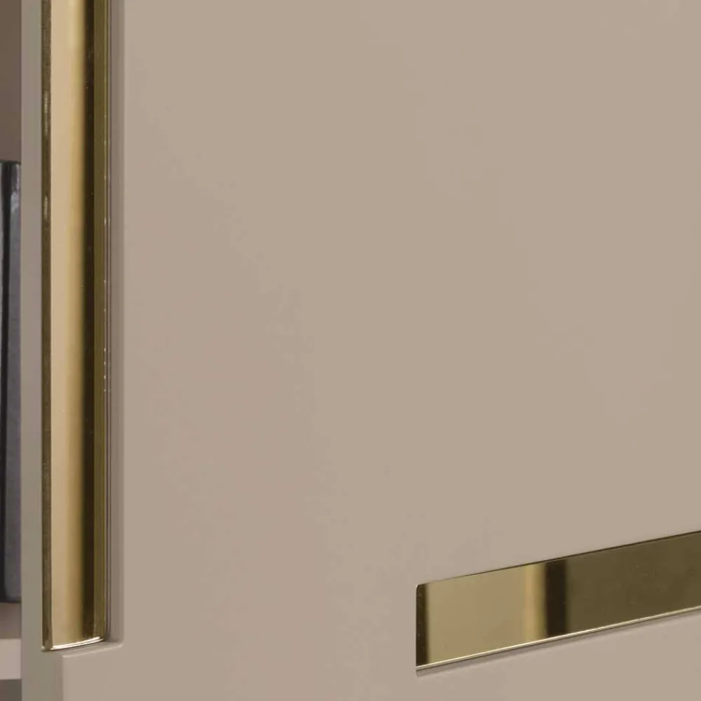 Wohnen Designermöbel*Große Kommode in Taupe mit Spiegel in Bronze - Fashiona