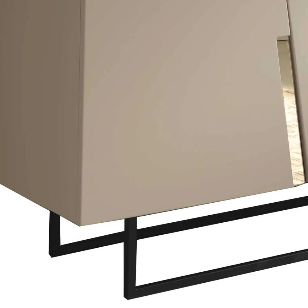 Wohnen Designermöbel*Große Kommode in Taupe mit Spiegel in Bronze - Fashiona