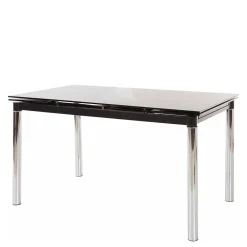 Wohnen Großer Ausziehtisch aus Schwarzglas & Chrom - Tedyra