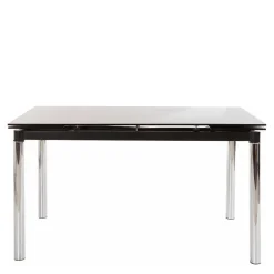 Wohnen Großer Ausziehtisch aus Schwarzglas & Chrom - Tedyra