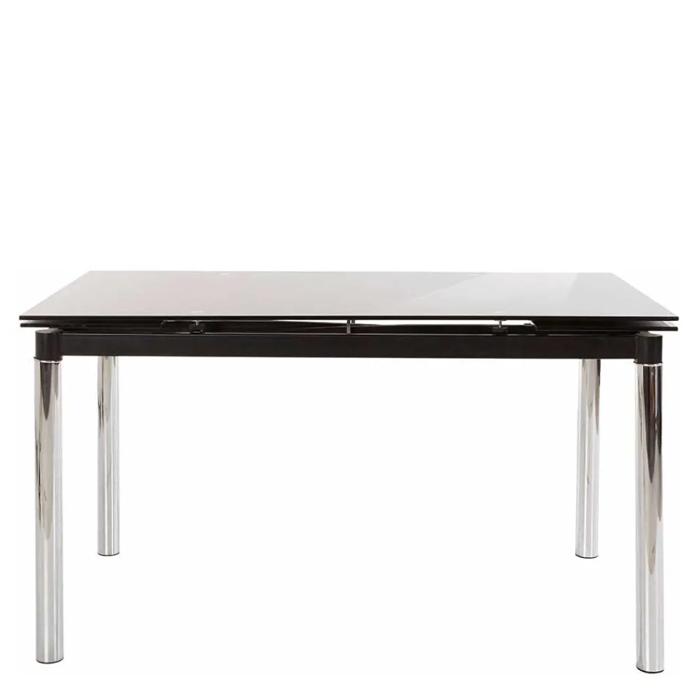 Wohnen Großer Ausziehtisch aus Schwarzglas & Chrom - Tedyra