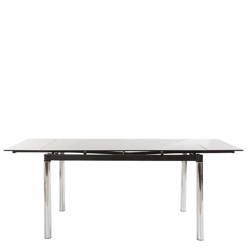 Wohnen Großer Ausziehtisch aus Schwarzglas & Chrom - Tedyra