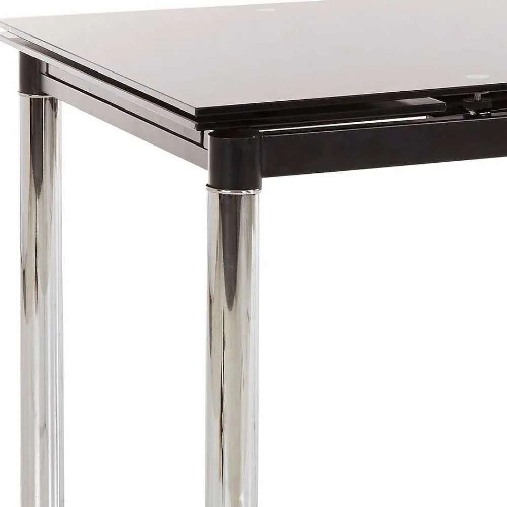 Wohnen Großer Ausziehtisch aus Schwarzglas & Chrom - Tedyra