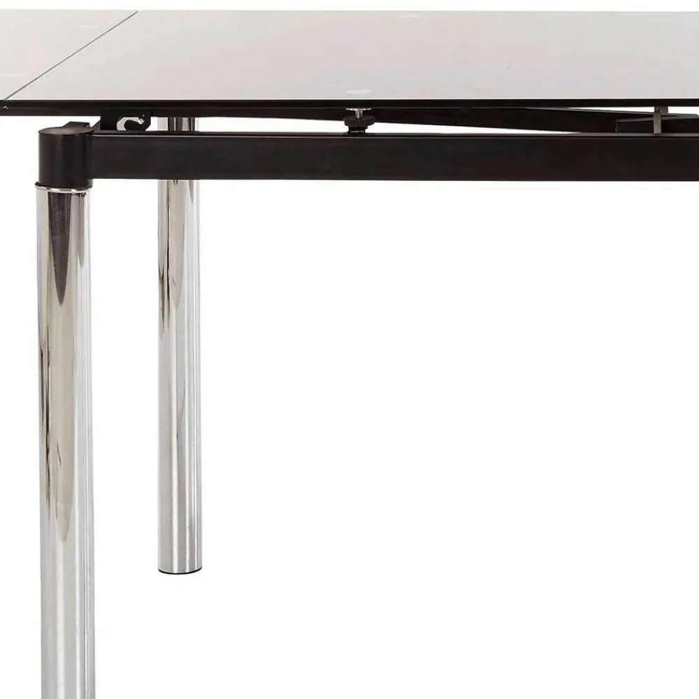 Wohnen Großer Ausziehtisch aus Schwarzglas & Chrom - Tedyra