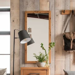 Wohnen Großer Dielen Spiegel mit Holzrahmen - Mulcian