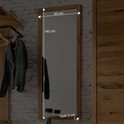 Wohnen Großer Dielen Spiegel mit Holzrahmen - Mulcian