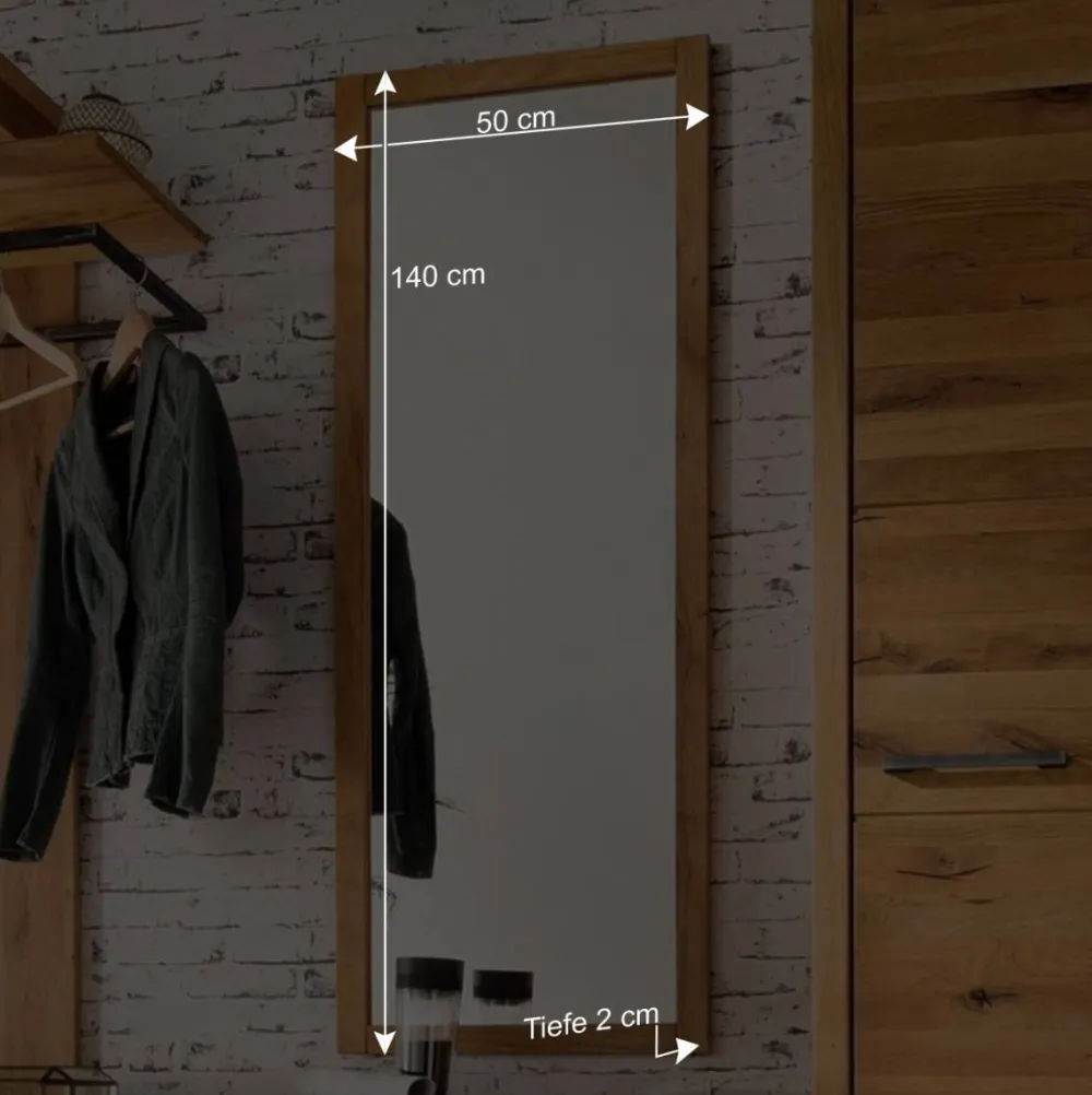 Wohnen Großer Dielen Spiegel mit Holzrahmen - Mulcian