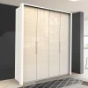 Wohnen Großer Gleittüren Kleiderschrank in Creme Glasbeschichtung - Zidarie