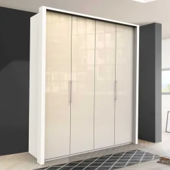 Wohnen Großer Gleittüren Kleiderschrank in Creme Glasbeschichtung - Zidarie
