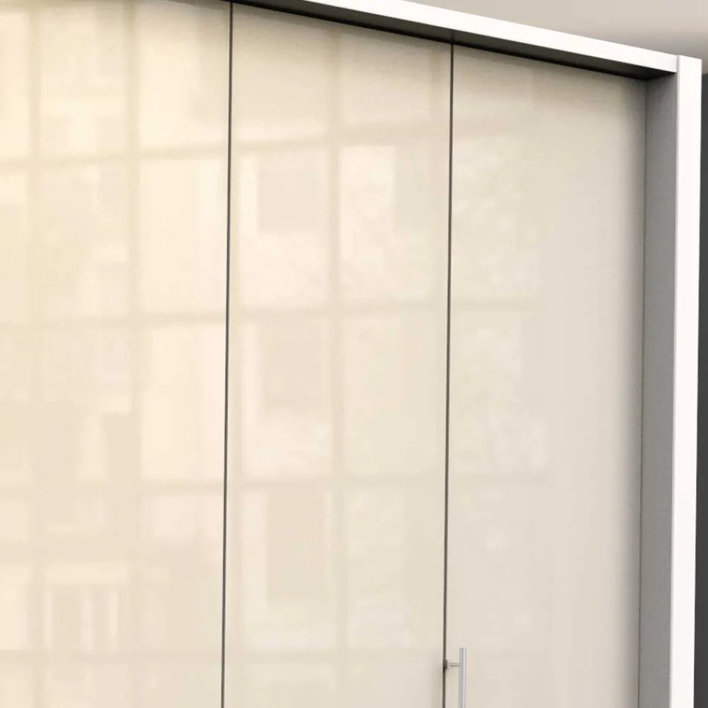 Wohnen Großer Gleittüren Kleiderschrank in Creme Glasbeschichtung - Zidarie