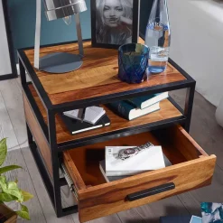 Wohnen Loft Möbel|Industrial Möbel*Großer Industrial Nachttisch mit Schublade - Enyet