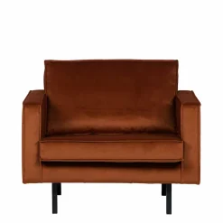 Wohnen Schwarze Möbel|Retro Möbel*Großer Loungesessel Naryon mit Samt in Rostfarben
