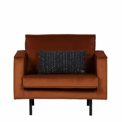 Wohnen Schwarze Möbel|Retro Möbel*Großer Loungesessel Naryon mit Samt in Rostfarben