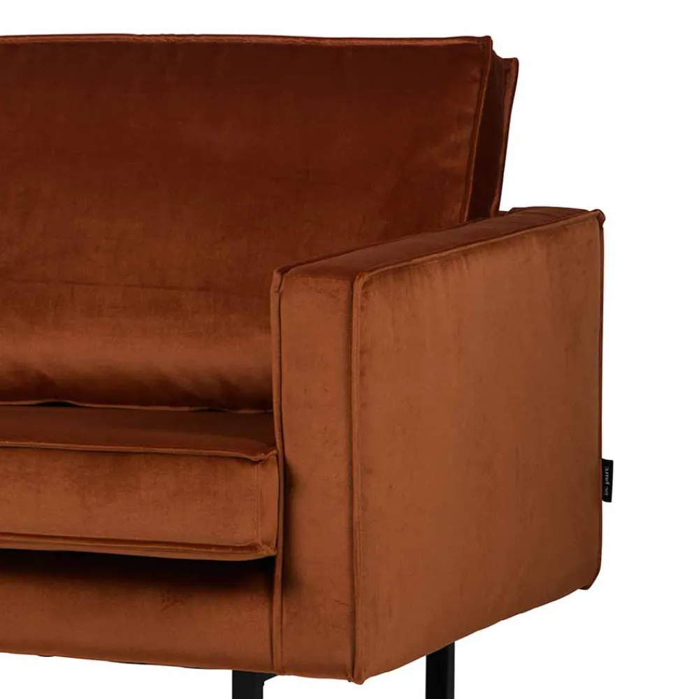 Wohnen Schwarze Möbel|Retro Möbel*Großer Loungesessel Naryon mit Samt in Rostfarben