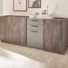 Wohnen Großes Sideboard in Eiche Dunkel und Anthrazit - Mundo