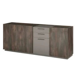 Wohnen Großes Sideboard in Eiche Dunkel und Anthrazit - Mundo